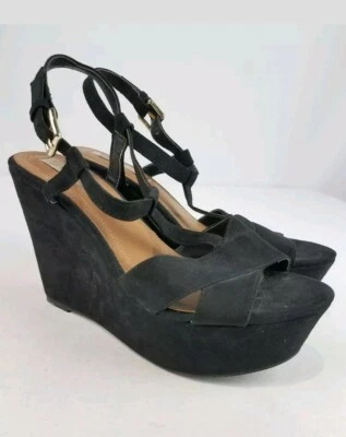 Zara Trafaluc negro para mujer talla 8/38 tobillo correa plataforma cuñas  Foto 1 de 4