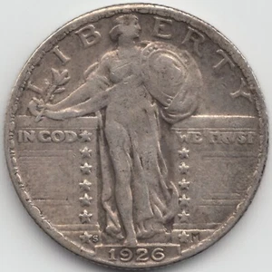 1926 S Standing Liberty Quarter, VF-VF+ - Picture 1 of 6