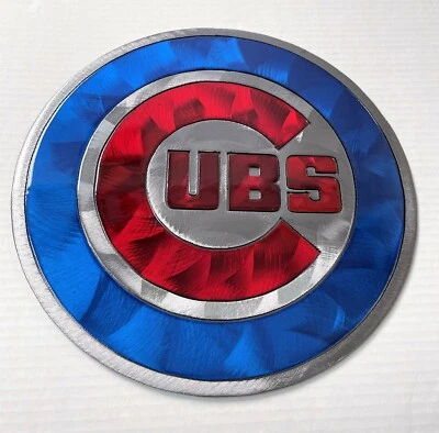 Cubs - Metal Wall Art - Blue & Red 12" x 12" - Image 1 of 2
