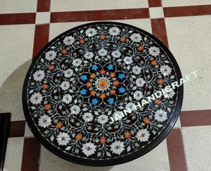 30" console Black Marble Table Top Coffee Dining Center Inlay Malachite decor - Picture 1 of 3