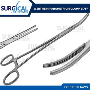 Wertheim Atraumatic Parametrium Clamp 9.75″ Curved 2x3 Jaws Vascular German Gr - Picture 1 of 9