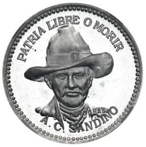 NICARAGUA 500 Cordobas 1980 Argento NGC PF67UC 'Augusto Cesar Sandino' - Foto 1 di 3