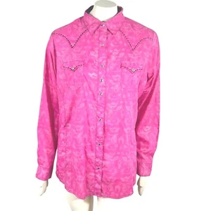Wrangler Rock 47 Women's Western Cowgirl Shirt Bright Pink Button Down Rodeo XL - Picture 1 of 8
