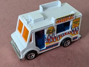 Vintage Hot Wheels 1983 Friburger Grill Food Truck pressofuso bianco furgone hamburger - Foto 1 di 9