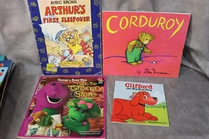 Lot Of 4 Children's Books Arthur, Corduroy, Barney, Clifford - Picture 1 of 5