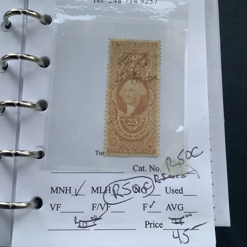 U.S. Revenue Stamp Scott R50c.  Revbk2 Cover