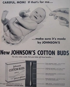 J&J Q-Tip Print Ad Original Rare Vtg 1950s Baby Cotton Buds Emerson TV - Picture 1 of 11