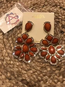 Amrita Singh Gold Crystal Orange Resin Chandelier Teardrop Earrings ERC5087 NWT - Picture 1 of 6
