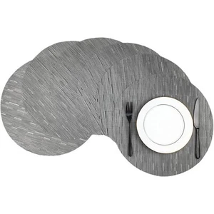 Round Placemats Set Of 6 Woven Vinyl Easy To Clean Heat Resistant Kitchen Table  - Picture 1 of 7