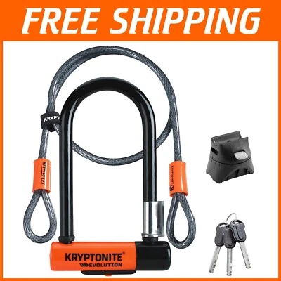13mm Steel U-Lock with 4ft Security Cable - Cut Resistant Bike Lock & Bracket - Image 1 of 4