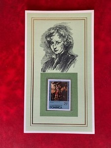 DOMINICA 1980 CARD ISP MNH ART ANTHONY VAN DYCK KING CHARLES I HUNTING 1653