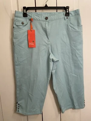 NWT - HEARTS OF PALM ocean blue capri pants - sz 10 - MSRP $48.00 - Image 1 of 4