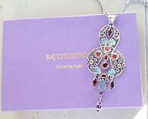 Nicky Butler Limited RAJ Collection Multi Gemstone NB Necklace 925 Sterling New