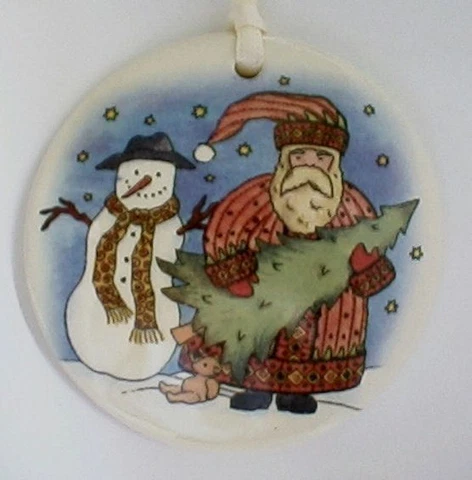 COUNTRY SANTA SNOWMAN SCENE ROUND BASKET TIE ON-NEW-SHOP STORESALE TODAY Cover