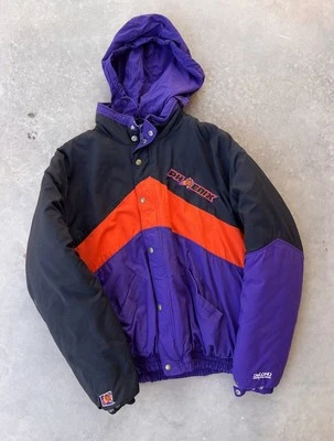 Vintage Phoenix Suns Jacket Medium Delong Puffer Coat 80s 90s PHX Neon Hoodie - Image 1 of 4