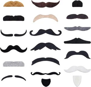 KICNIC 60 Piezas Bigotes Falsos Autoadhesivos (20 Diseños) Novedad Barba Peluda Costo - Imagen 1 de 3