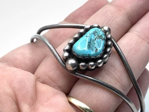 Navajo Native Sterling Silver Bisbee Turquoise 6.25” Ladies Cuff Bracelet - Imagen 1 de 10