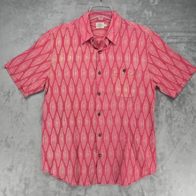Faherty Breeze Shirt Mens Medium Red Leaf Print Button Up Cotton Casual EUC - Image 1 of 4