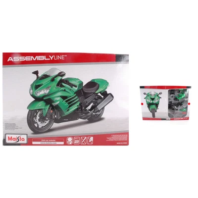 KAWASAKI NINJA ZX-14R GREEN 2015 KIT 1:12 Maisto Kit Moto Modellino Nuovo - Immagine 1 di 3
