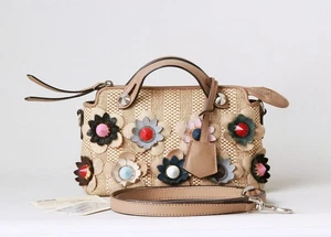 FENDI By The Way Raffia Flowers Mini Tote and Shoulder Bag - Picture 1 of 11