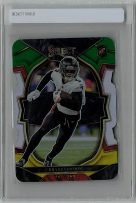 Drake London RC Green and Yellow Prizm Die Cut 2022 Panini Select - Image 1 of 2