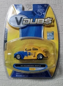 2007 JADA VDUB$ '59 VOLKSWAGEN BEETLE Yellow/Blue w/Spoiler WAVE 4 VW - Picture 1 of 3
