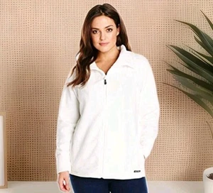 CALVIN KLEIN PERFORMANCE Jacket Women's Large White Soft Full Zip Fleece Active - Picture 1 of 9