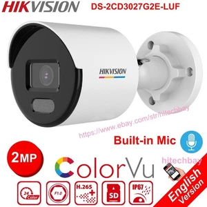 Hikvision 2MP ColorVu 24/7 Colorful MIC POE IP Bullet Camera DS-2CD3027G2E-LUF - Picture 1 of 8