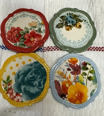 Nuevo Pioneer Woman 4 piezas. Juego de Posavasos de Gres Rosa Sauce Jubileo Floral Foto 1 de 3