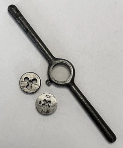 Antique Unmarked 8" Die Stock Handle for 1" Dies, Plus 2 Dies - Picture 1 of 1