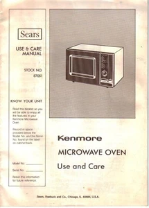 Manual de uso y cuidado del propietario para horno microondas Sears Kenmore n.o 87051 - Imagen 1 de 1