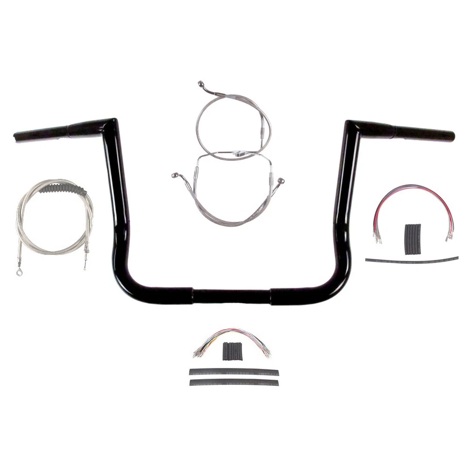 Kit de barra de cabezal de tarro 1 1/4" negro 12" Harley Electra Street Glide 2008-2013 sin ABS Foto 1 de 3