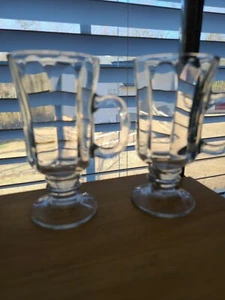  Pair of Milan by Libbey Glass Clear Paneled Glass Irish Coffee Mugs 5 3/4" 6 oz - Picture 1 of 4
