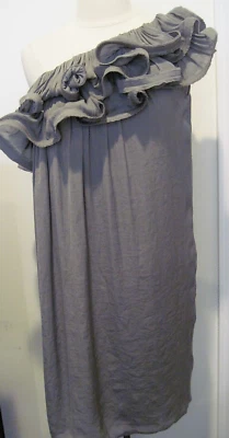 Lanvin été 2008 Alber Ebaz Olive Green Ruffle Design Polyester Dress Size 38 - Image 1 of 4