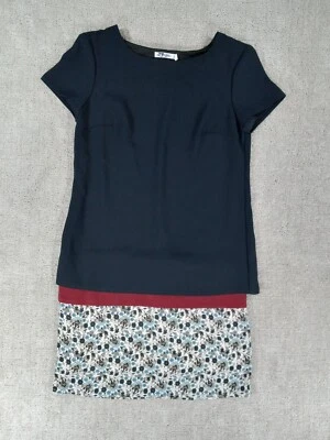 Bailey 44 女式连衣裙 XS 蓝色多色层涤纶丝绸混纺短袖 — 第 1/4 张图片