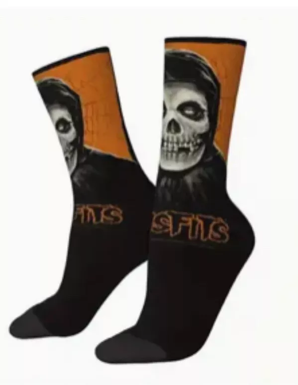Misfits Adult Crew Socks One Size Polyester Punk Rock Skeleton / Skull Design - Image 1 of 1