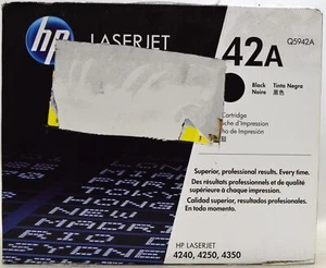 HP Genuine 42A Q5942A Black Toner Print Cartridge OEM 4240 4250 4350 NEW SEALED - Picture 1 of 4
