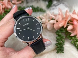 36 mm Women's Cromwell Watch Co. Black Leather Band Silver Colored Metal - Picture 1 of 8