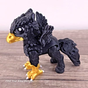 Winziger Hippogreif 3D gedruckt Flexi Zappeln Gelenk Mystisches Spielzeug Geschenk Schwarz - Bild 1 von 5