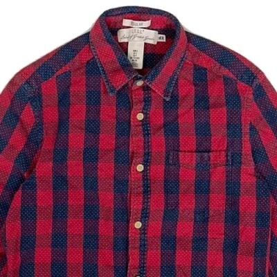 H&M LOGG Mens Shirt XS XSmall red blue Plaid Tartan check Work Wear Tag Small - Image 1 of 4