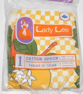 VTG 50's Lady Lee Cotton Apron Terry Floral Yellow Towel Check NOS New - Picture 1 of 8
