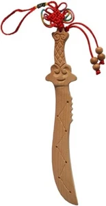 Traditionelles chinesisches Pfirsichholz handgeschnitztes Messer Wohneinrichtung Ornamente 7 Zoll - Bild 1 von 2