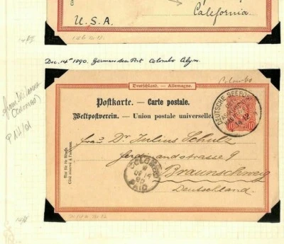 GERMANY Maritime Mail Cards{2} CEYLON Deutsche Seepost & Transatlantic USA AF136 - Image 1 of 3