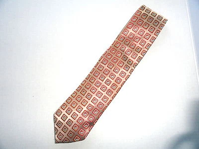 Gravata masculina Ermenegildo Zegna bege seda geométrica tecido - Imagem 1 de 3