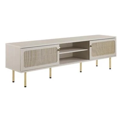 Soporte de TV Modway Cambria de ratán y tablero de partículas para televisores de hasta 70" en blanco Foto 1 de 4