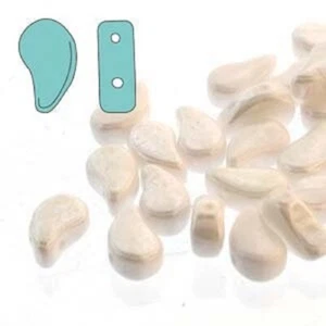 Paisley Duo, LUSTRE BLANCO TIZA, Vidrio Checo, 2 agujeros, 8x5 mm, 10 gramos, (pas17) - Imagen 1 de 1