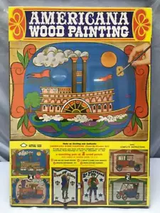 Kit vintage '68 Lisbeth Whiting Co AMERICANA WOOD dipinto con numeri - TRENO BATTELLO - Foto 1 di 3
