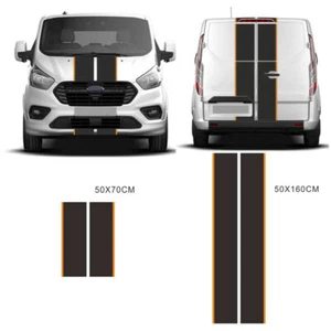 4Pcs Car Sticker Vinyl Racing Stripes Decals Black + Orange For RV Truck Van DIY - Picture 1 of 5
