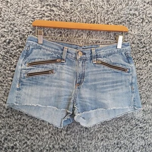 Rag & Bone Jean Boy Shorts Women 26 Blue Zip Pockets Denim Hot Pants - Picture 1 of 5