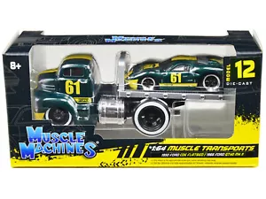 1950 Ford COE Flatbed Truck #61 and 1966 Ford GT40 MK II #61 Green Metallic with - Picture 1 of 1